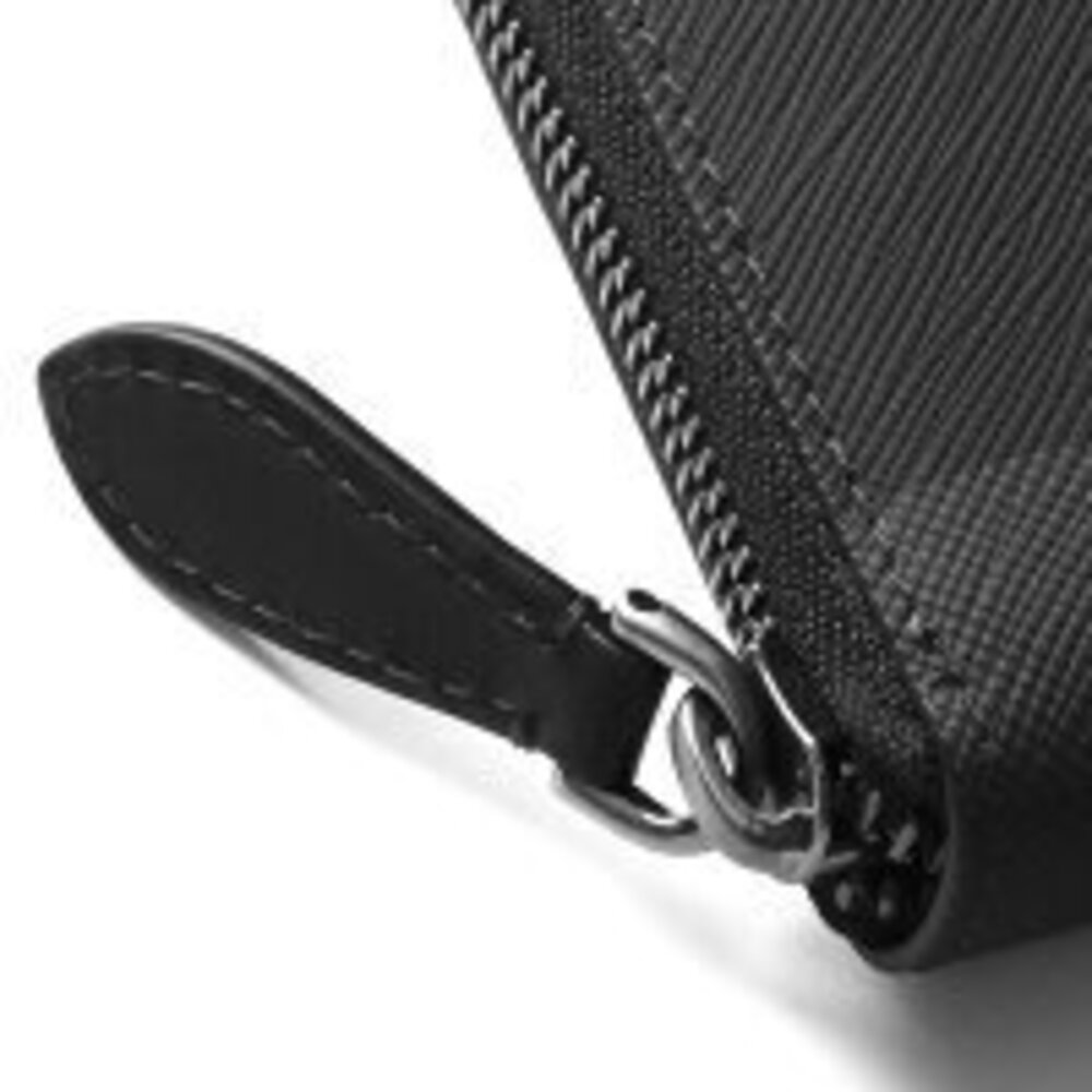 Burberry Black Long Zip Zig Leg Check Wallet Black Round Gray - Picture 3 of 5
